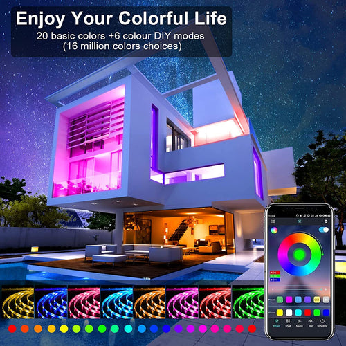RGB Music Bluetooth Intelligent Low-voltage LED Light Strip - Front View