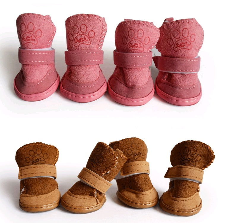 Dog Shoes Pet Shoes Lambskin Snow Shoes Cotton Shoes Khaki - View 4