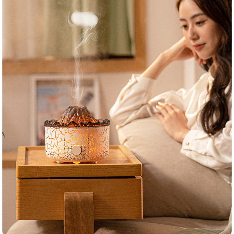 New Creative Volcano Humidifier Aromatherapy Machine Spray Jellyfish Air Flame Humidifier Diffuser - In Use Lifestyle